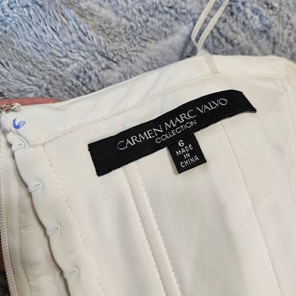 Carmen Marc Valvo Strapless Black and White Dress With Rhinestones - Picture 7 of 7